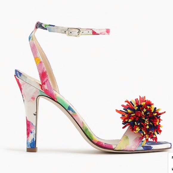 J. Crew Strappy Heel with Colorful Raffia Bow Shoe Size 8 - Picture 3 of 5